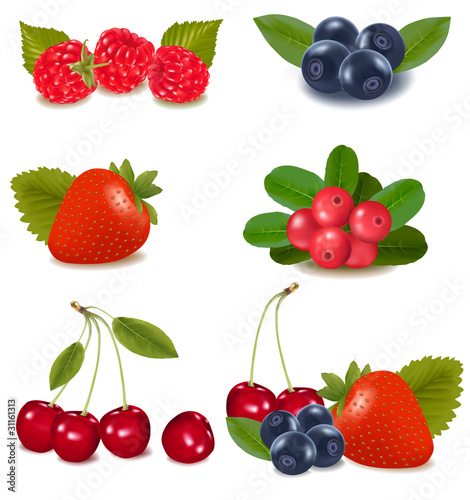 Cranberries, blueberries, cherries, raspberries