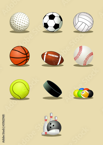 Sport balls icon set
