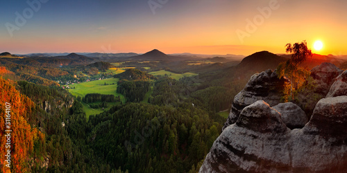 Sunset in mountain Czech Switzerland
