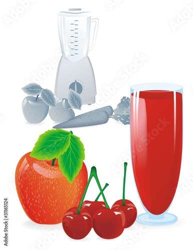 juice from apple and cherry with blender