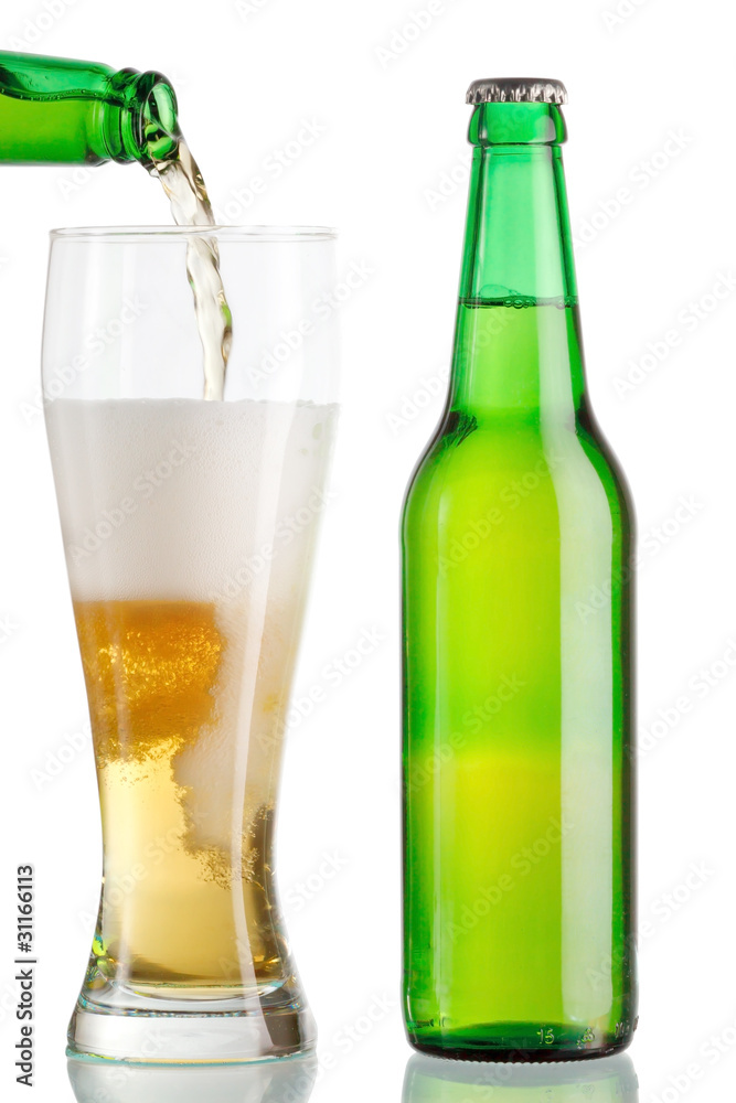 Goblet and bottle of beer Goblet and bottle of beer
