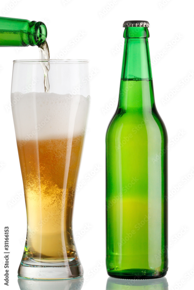 Goblet and bottle of beer