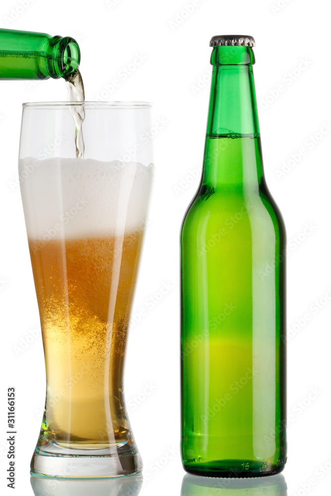 Goblet and bottle of beer Goblet and bottle of beer