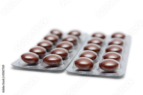 Brown packed tablets