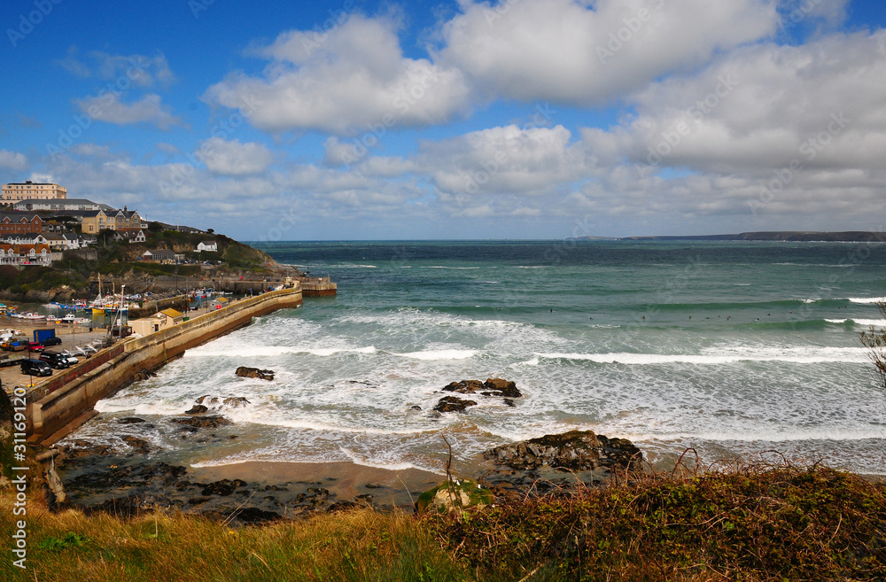 Newquay beach and harbour