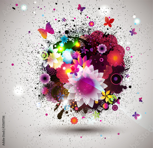 Grunge floral Background.