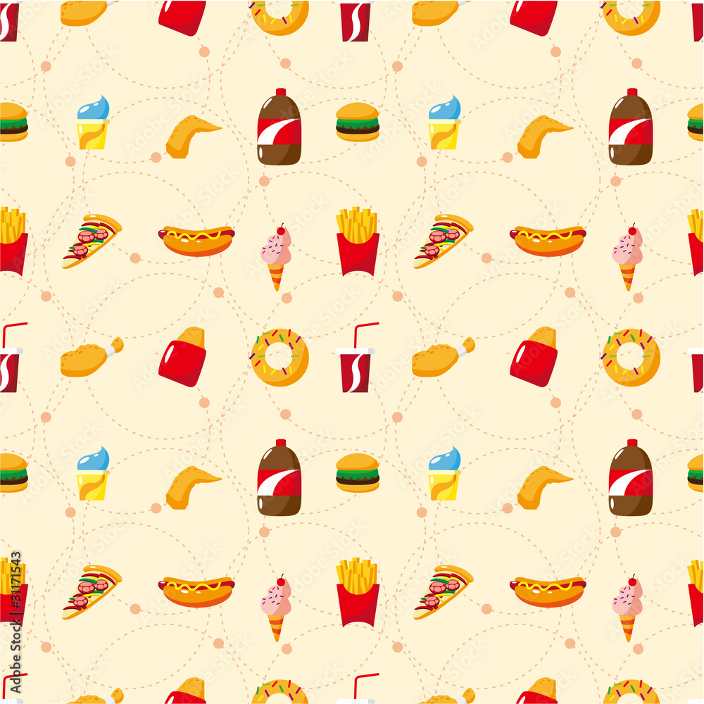 Fototapeta seamless fast food pattern