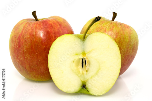 group of apples over a white background