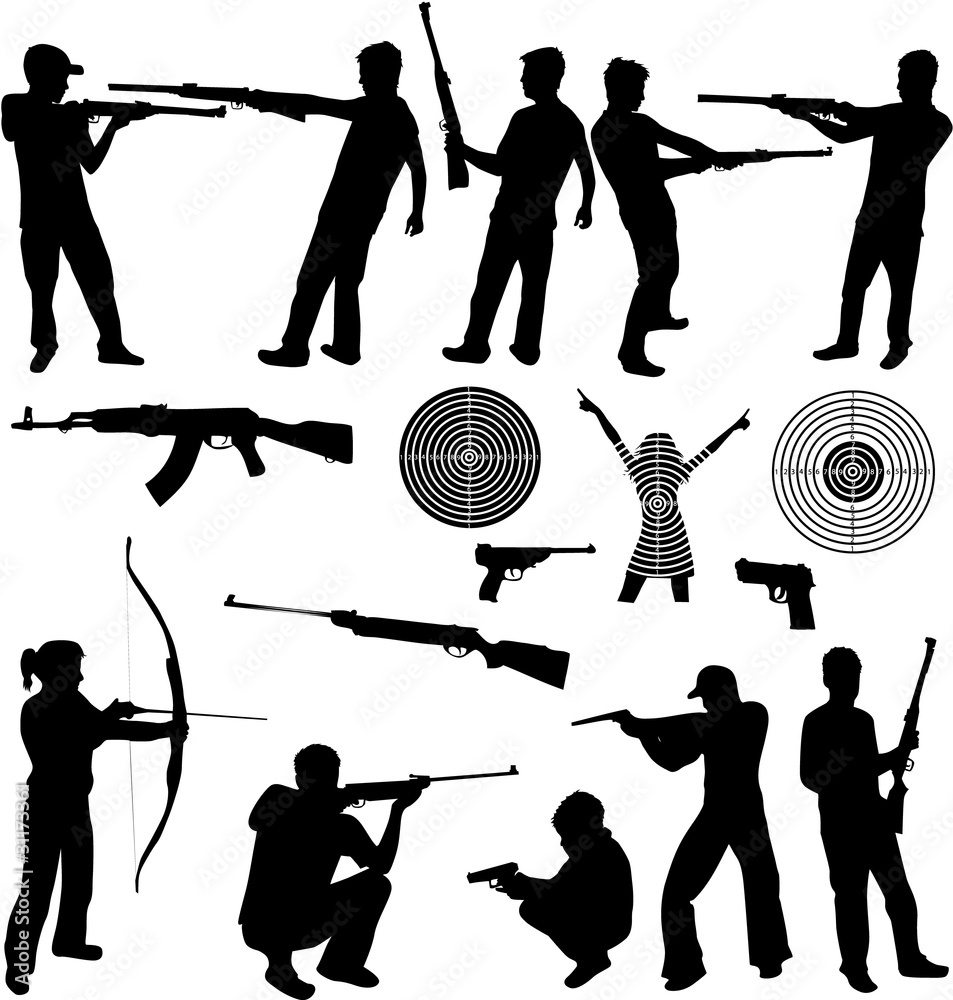 Obraz premium silhouette of a man shooting and firearms