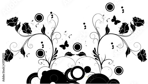 floral noir cercles