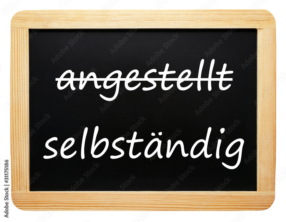 angestellt / selbständig - Konzept Tafel