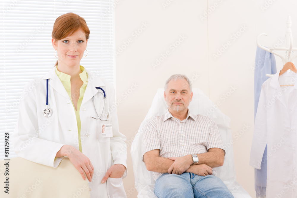 Fototapeta premium Doctor office - portrait female physician patient