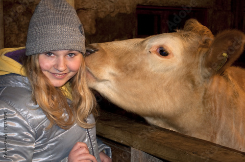 a girl and her cow