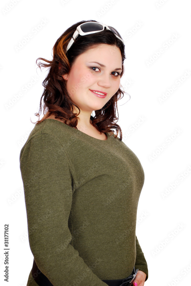 pudgy girl with sunglasses on head posing pudgy girl with sunglasses on head posing