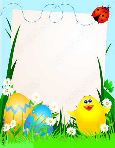 Easter background with chick