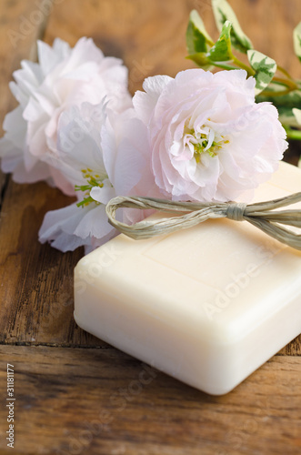 natural soap with apple flowers