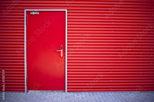 red metal door