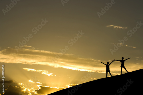 Girls in sunset