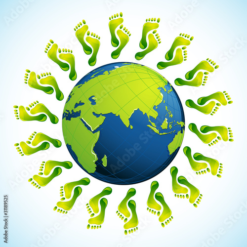 Foot Print around Globe