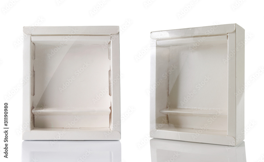 white box with transparent plastic window white box with transparent plastic window