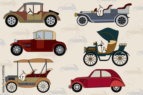 Background with vintage cars