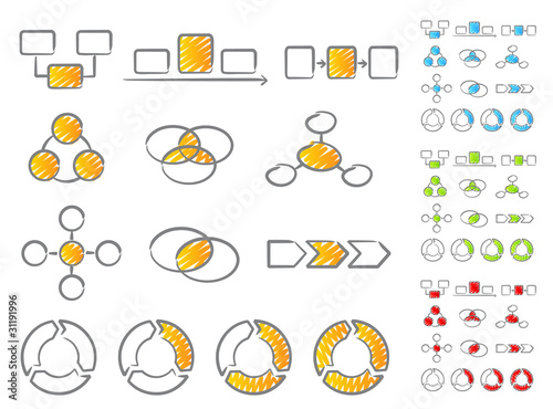 Diagrams icon set handwritten