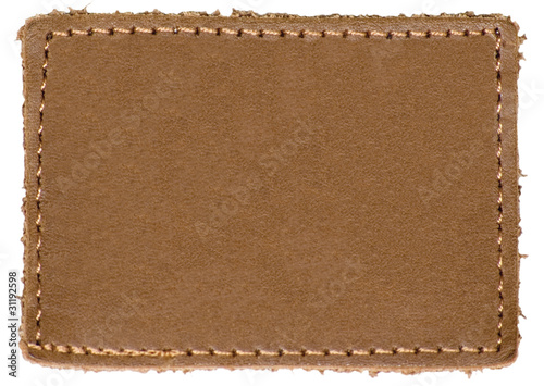 Natural Blank Beige Brown Leather Label Jeans Tag, Isolated