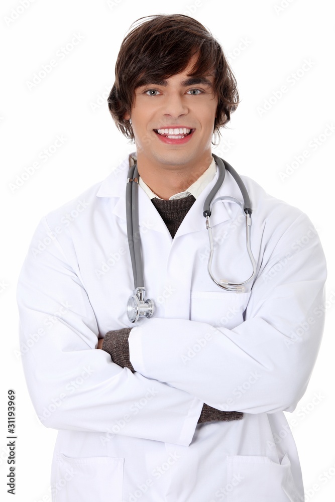 Handsome, happy young doctor.