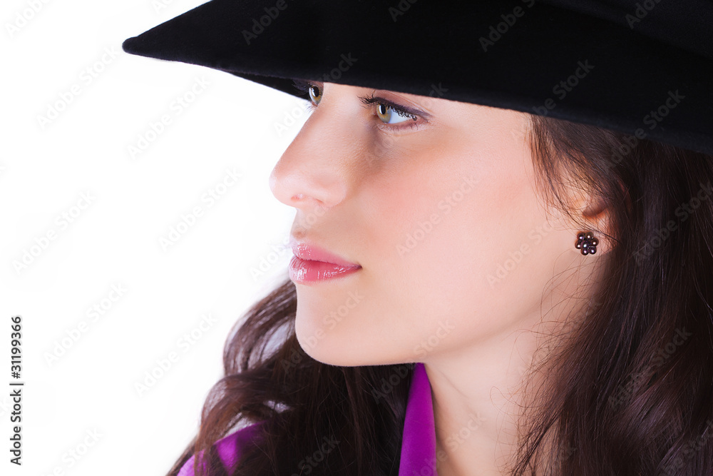Profile of a beautiful brunette young woman Profile of a beautiful brunette young woman