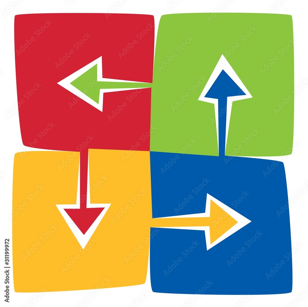 Four interchanging colorful Arrows Four interchanging colorful Arrows