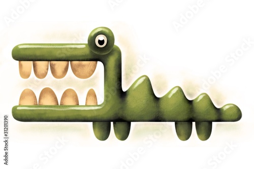 Crocodile with wide opened mouth and big teeth photo