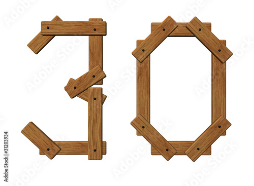 wooden number thirty