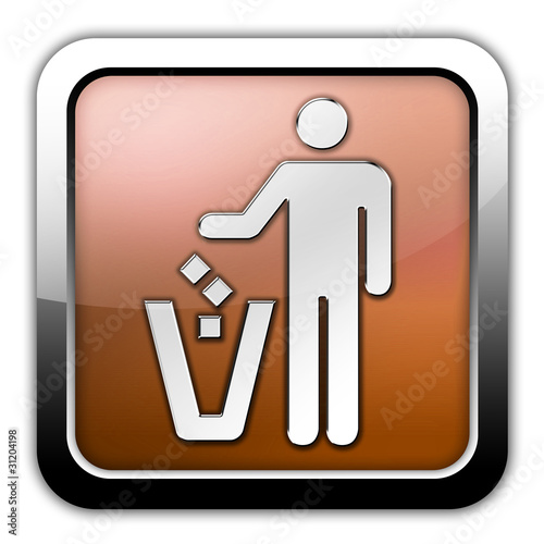 Bronze Glossy Square Icon "Litter Container"