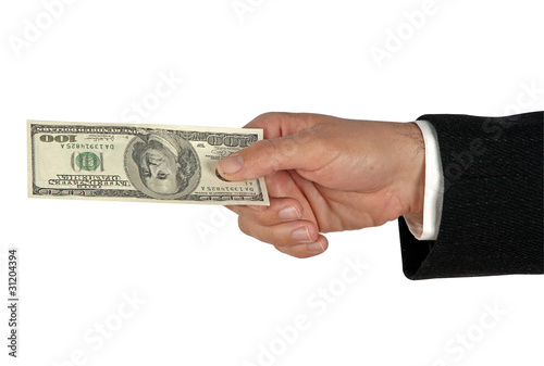 Hand with dollar banknote