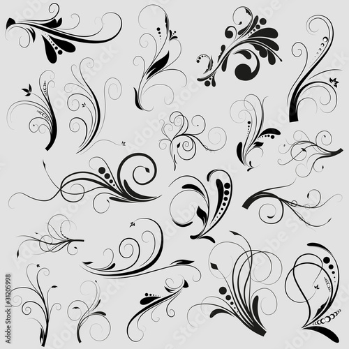 Swirls Floral Vintage Style vector illustration design elements