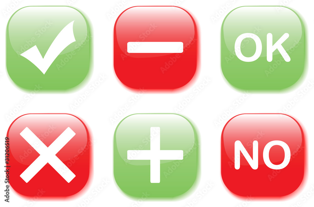Check mark, Ok and No, positive and negative icon. EPS 8
