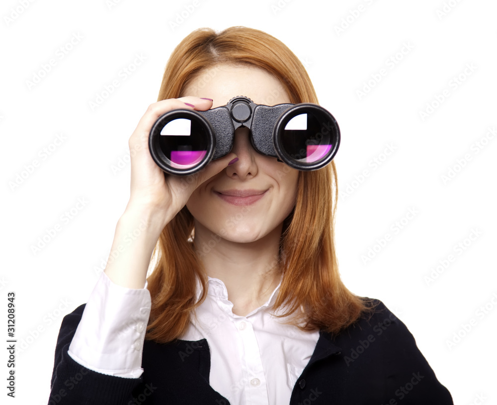 Business women seeking with binocular Business women seeking with binocular