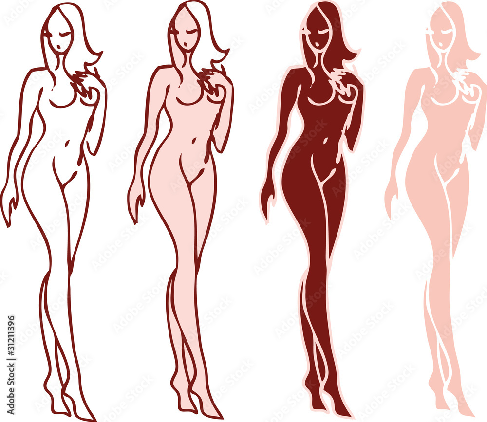 beautiful nude woman silhouettes vector sketch emblems beautiful nude woman silhouettes vector sketch emblems