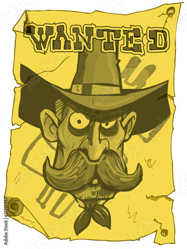 Cartoon cowboy wanted poster