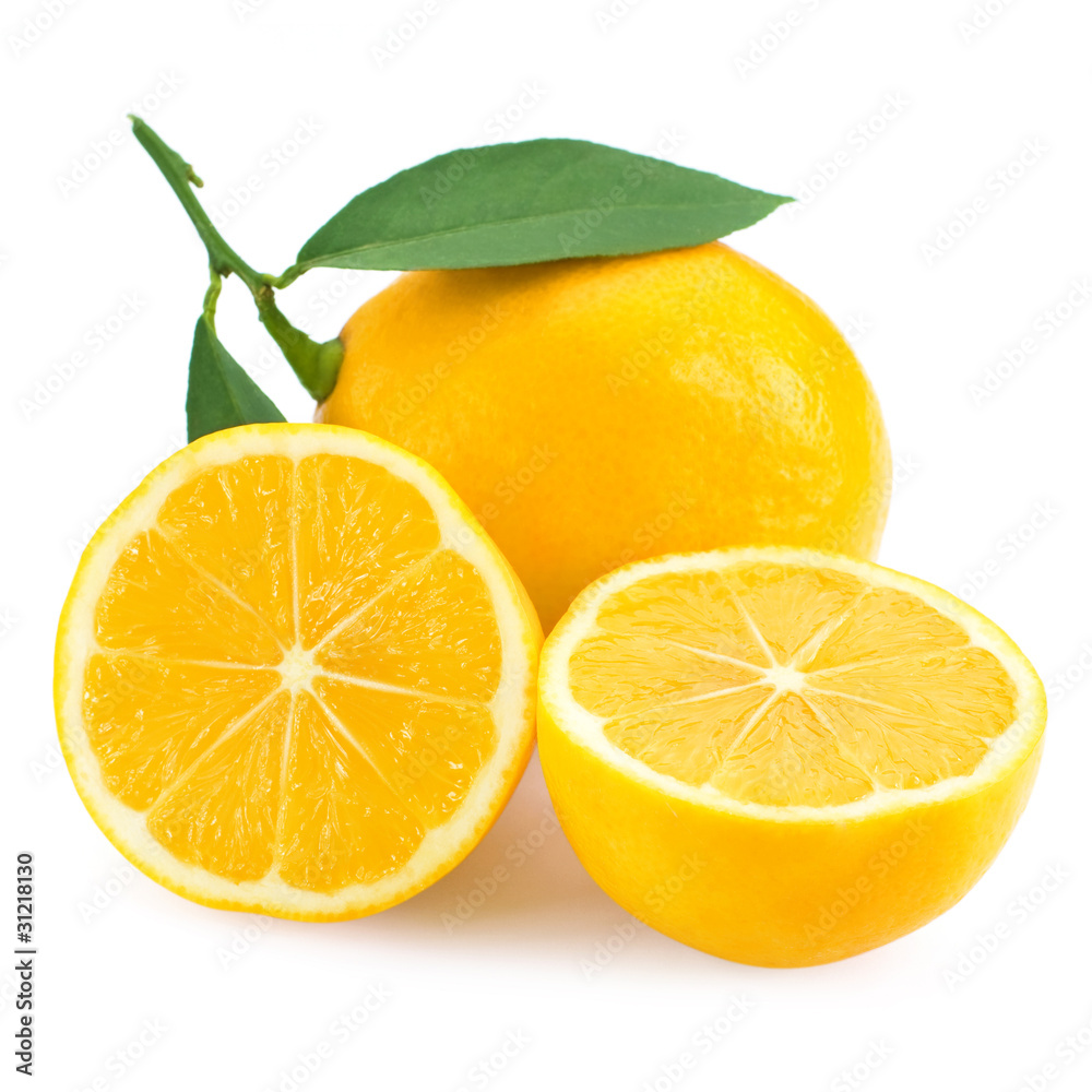 Fresh lemon citrus isolated on white background