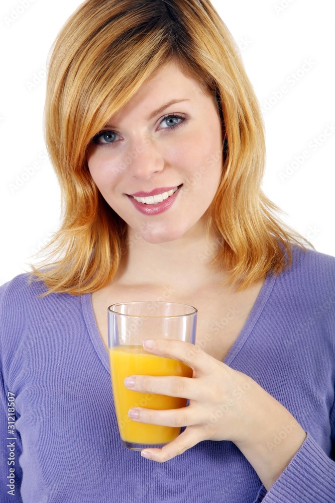 young beautiful woman with orangejuice (white background) young beautiful woman with orangejuice (white background)