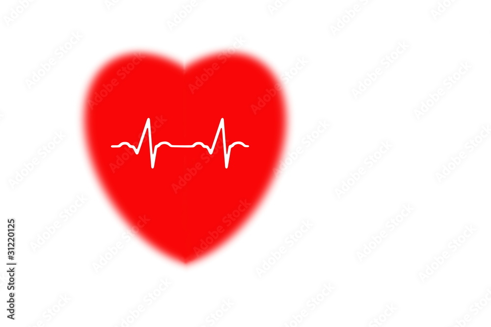 Healthy red heart and electrocardiogram chart Healthy red heart and electrocardiogram chart