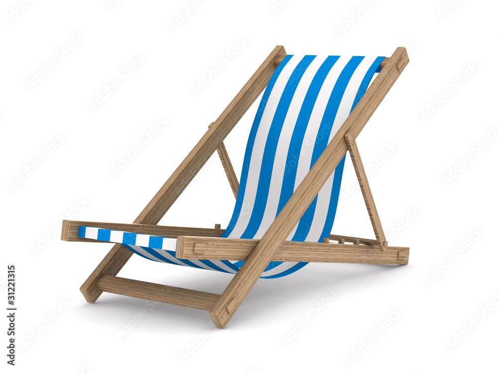 Deckchair on white background. Isolated 3D image