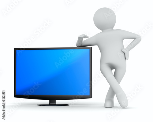 TV and man on white backgro...