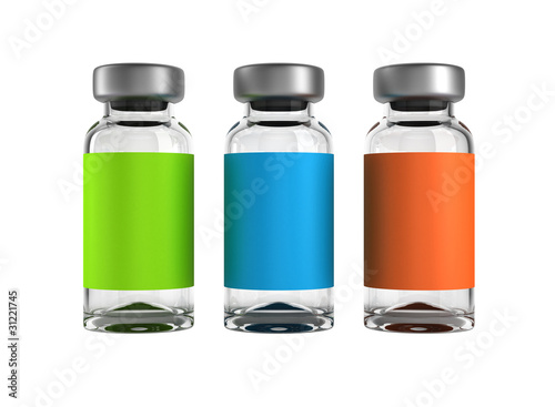 Three medical ampules isolated