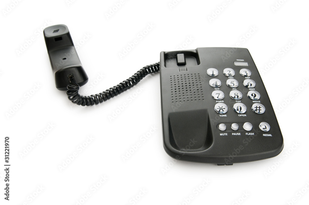 Black phone isolated on the white background Black phone isolated on the white background
