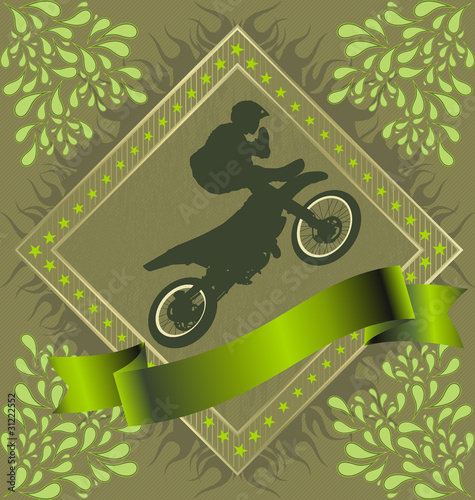 Abstract Background with motorcycle stunt silhouette