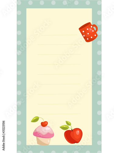 old fashioned recipe card ,  vector illustration