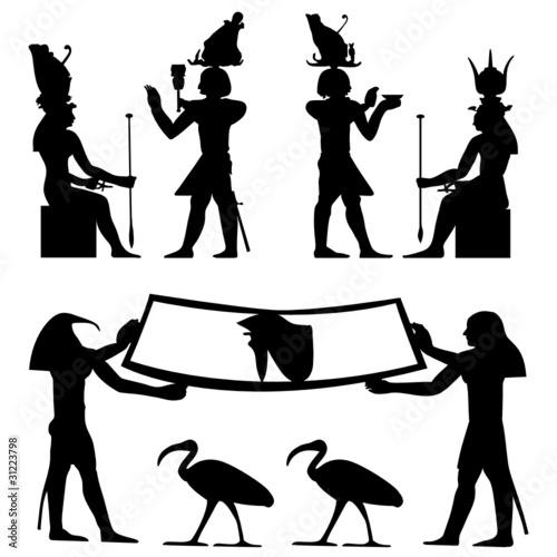 egyptian hieroglyphs and fresco