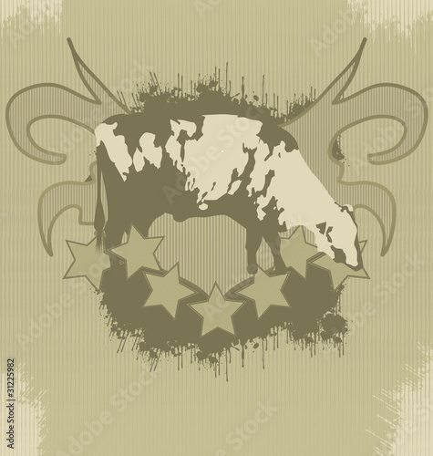 Grunge T-Shirt effect with cow silouetthe